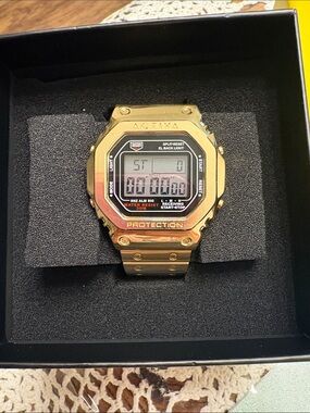 Invicta Gold-Tone Digital Square LCD Watch with Metal Bracelet